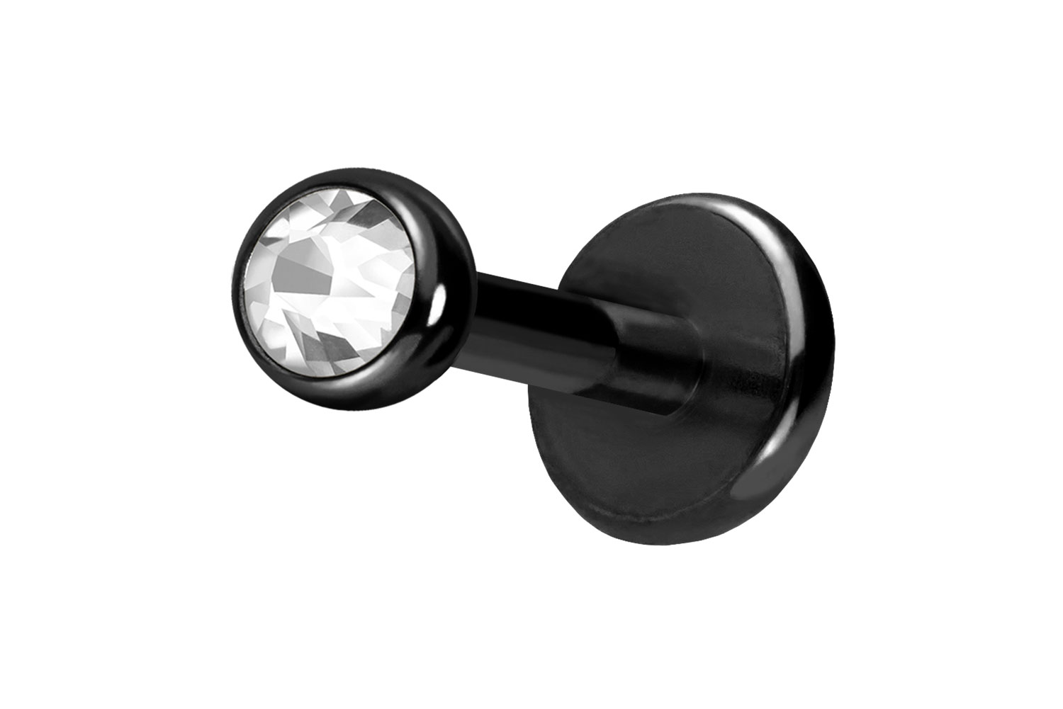 Titan Labret Piercing mit Push Fit KRISTALL